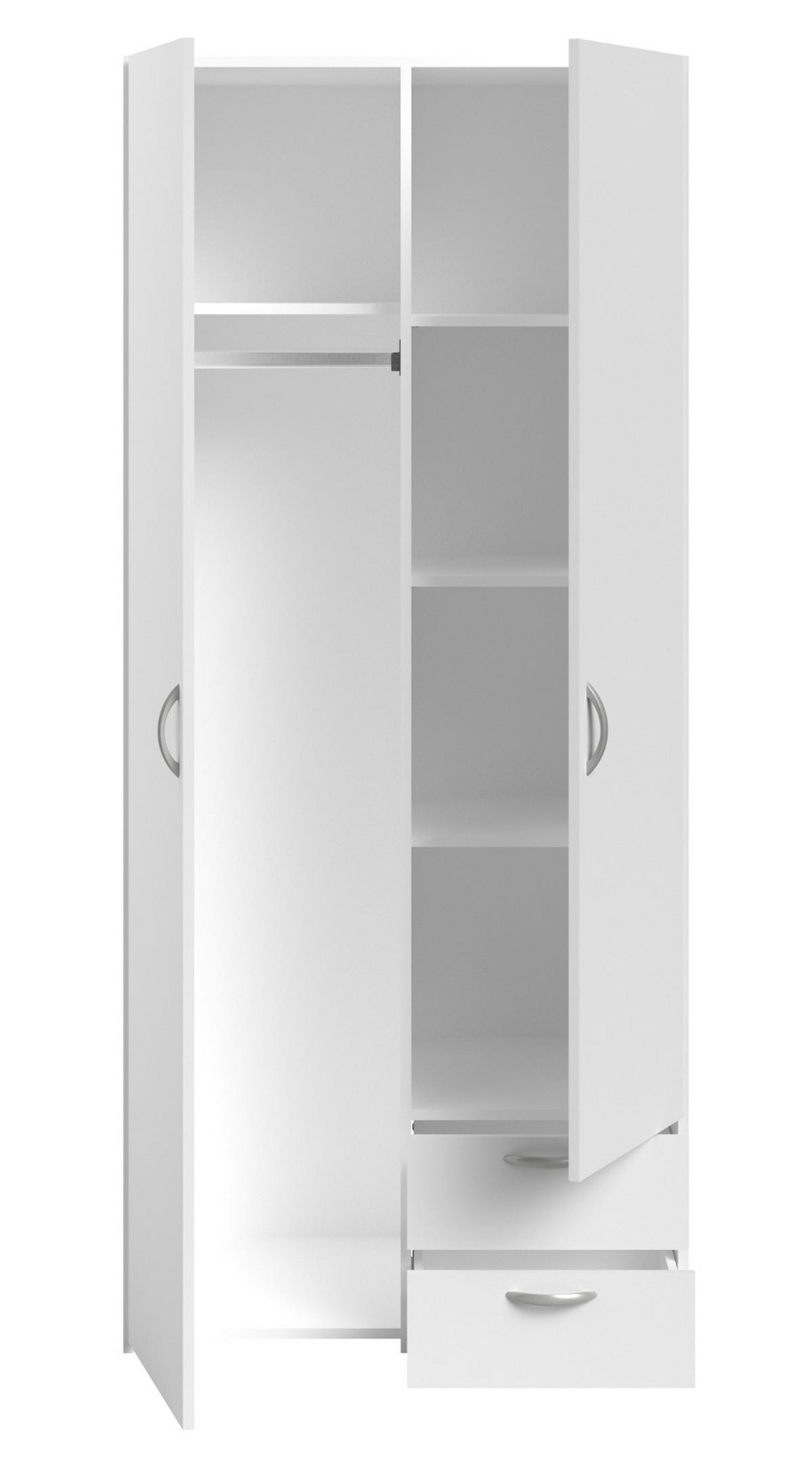 KINDERZIMMER weiß, Komplett-Set 3-teilig mit Stauraumbett, Kleiderschrank, Kommode - Silberfarben/Weiß, Holzwerkstoff/Kunststoff (115/185/204cm) - Parisot Meuble