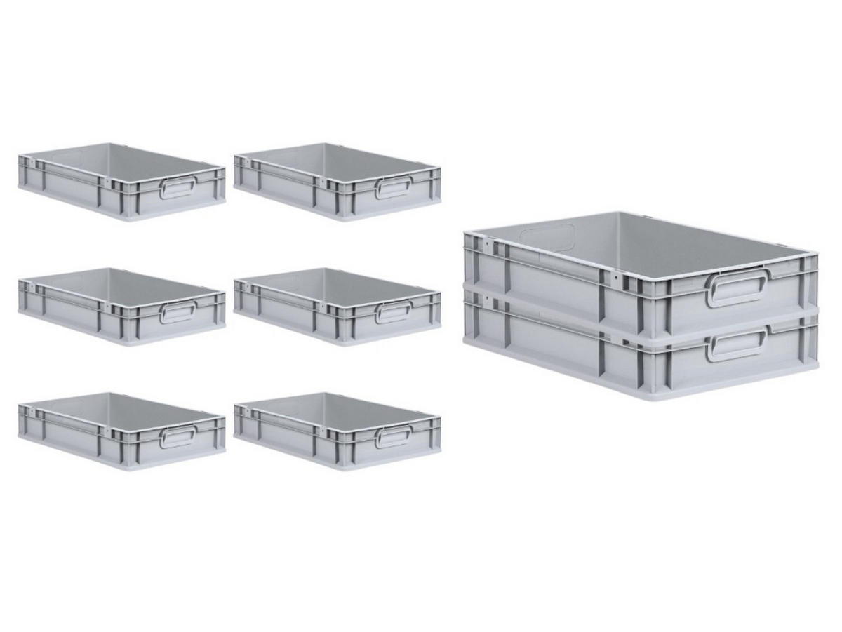 EUROBOX 8x Nextgen Economy Griffe Geschlossen 12x40x60cm 23 Liter - Grau, Kunststoff (40/12/60cm) - PROREGAL