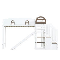 ETAGENBETT 90/200 cm mit Rutsche, Stauraumtreppe, Fenstern und Rundum-Absturzschutz aus Kiefer/MDF, Weiß - Weiß, Holzwerkstoff (90/200cm) - Redom