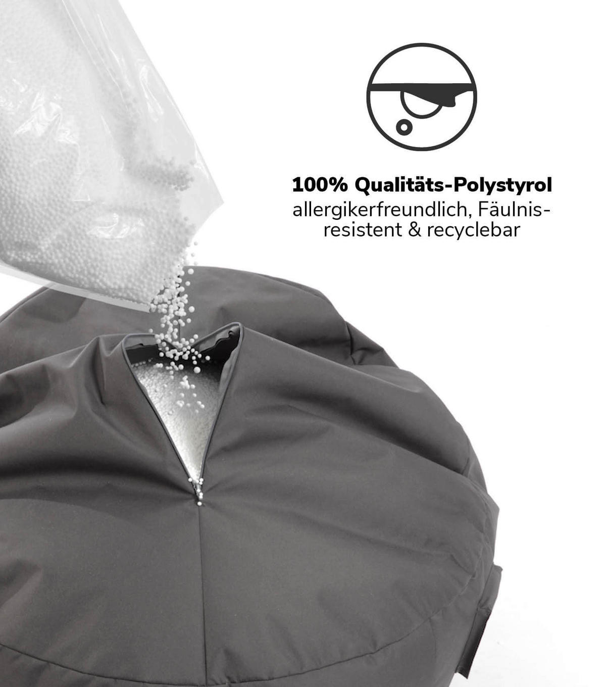 SITZSACK-FÜLLUNG Der Nachfüller - Weiß, Kunststoff (60/55/66cm) - Mokebo