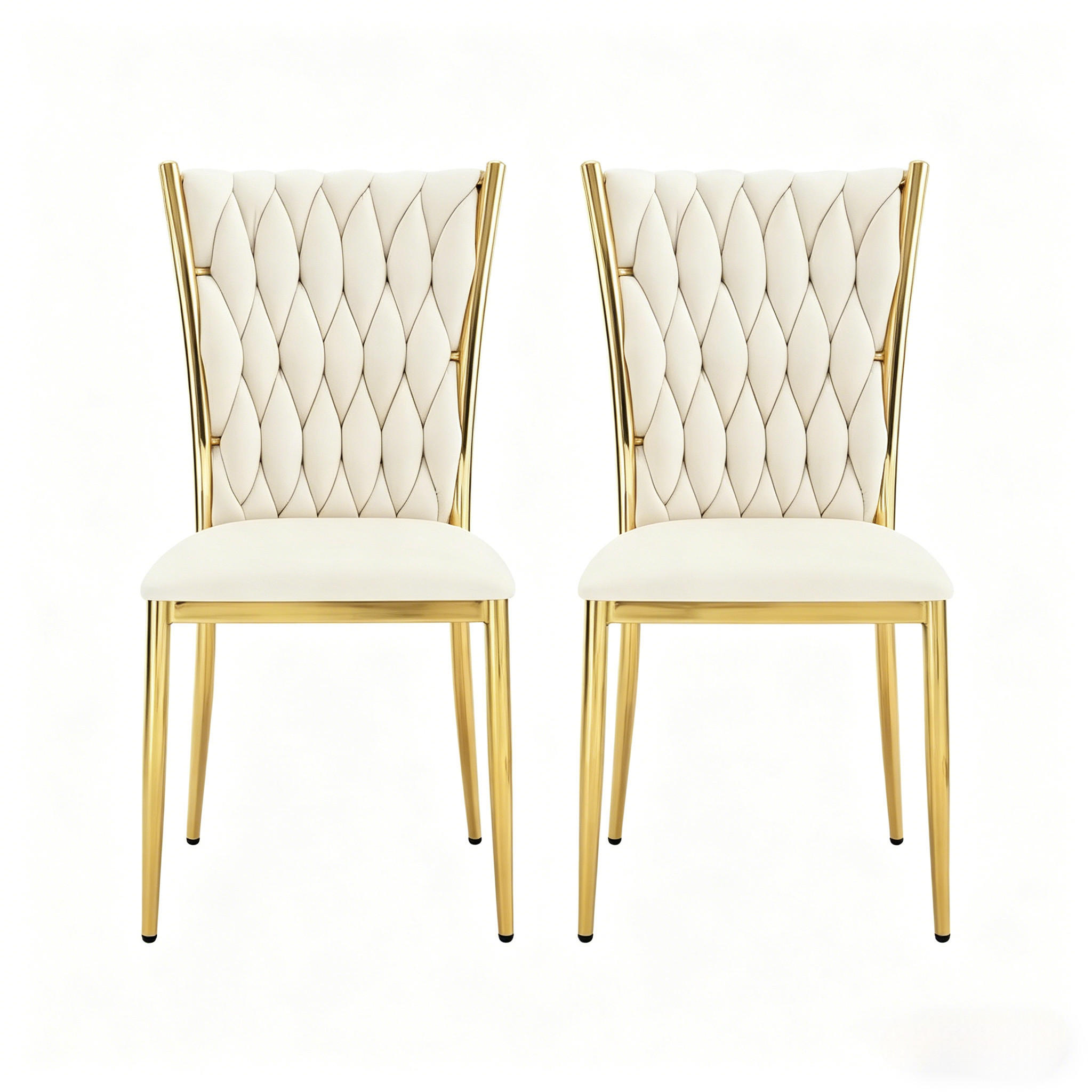 STUHL-SET DE-36138 2 Stück mit hoher Rückenlehne Cremeweiß - Creme, Metall (47/94.5/59.5cm) - ComfortXL