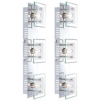 LED WANDLEUCHTE GILMA Chrom Silber Glas 3-flammig 2er Set - Silberfarben, Glas (10/7.5/40cm) - Globo Lighting