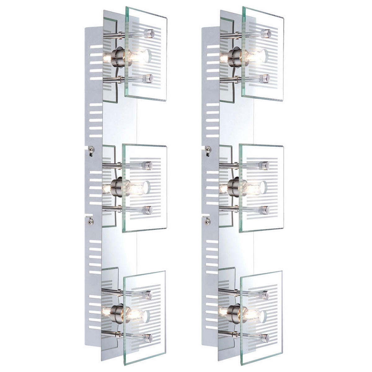 LED WANDLEUCHTE GILMA Chrom Silber Glas 3-flammig 2er Set - Silberfarben, Glas (10/7.5/40cm) - Globo Lighting