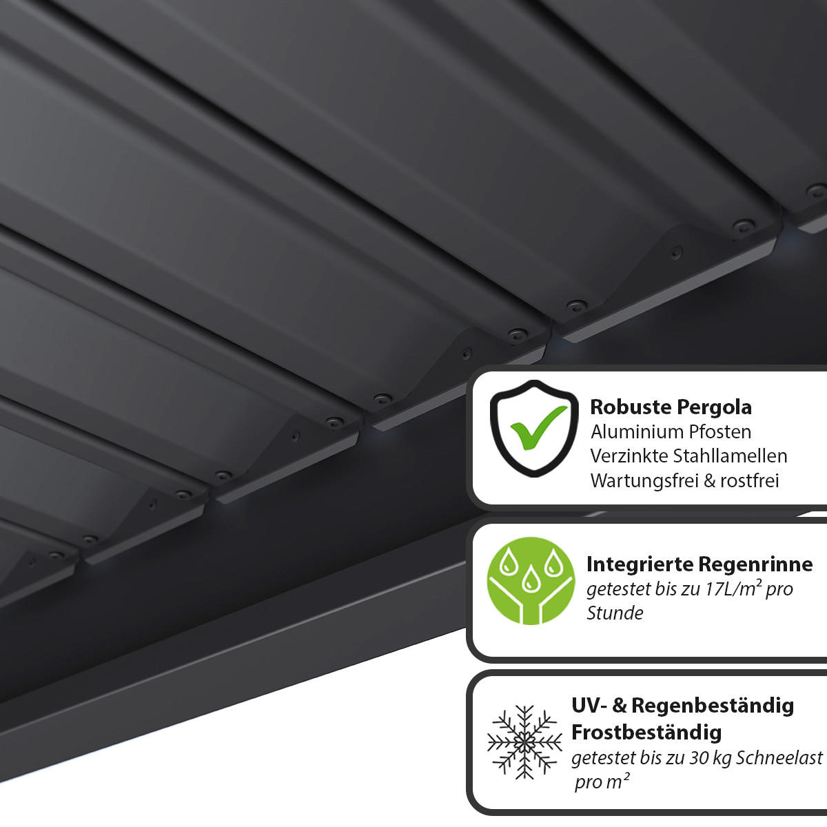 PERGOLA Classic Pavillon Terrassenüberdachung Aluminium 3 x 3 M anthrazit - Anthrazit, Metall (300/255/300cm) - WEIDE