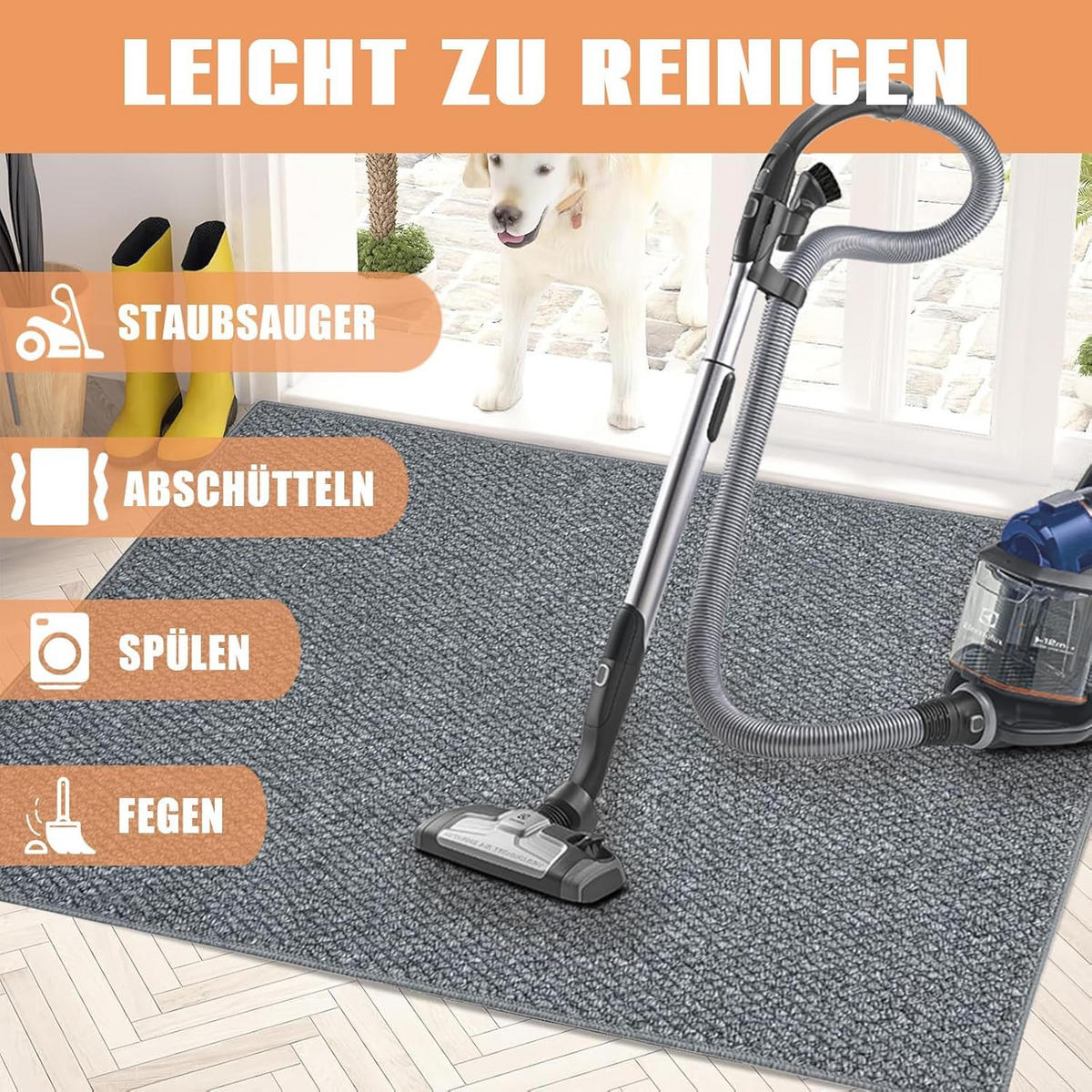 FUSSMATTE Rutschfest Fußmatte Außen und Innen,Dunkelgrau ,60*90cm - Grau, Textil (60/90cm) - Kaket