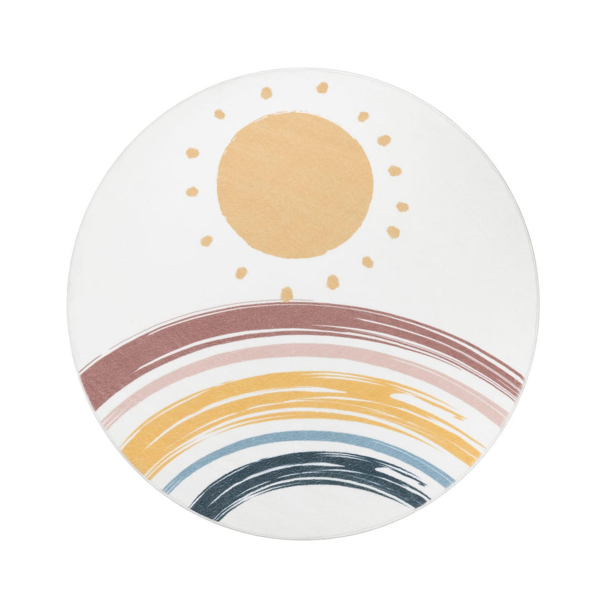 KINDERTEPPICH waschmaschinenwaschbar Sonne Regenbogen Kinderzimmer schmutzabweisend Weiß Rund 100D - Weiß, Textil (100/100cm) - KADIMA DESIGN