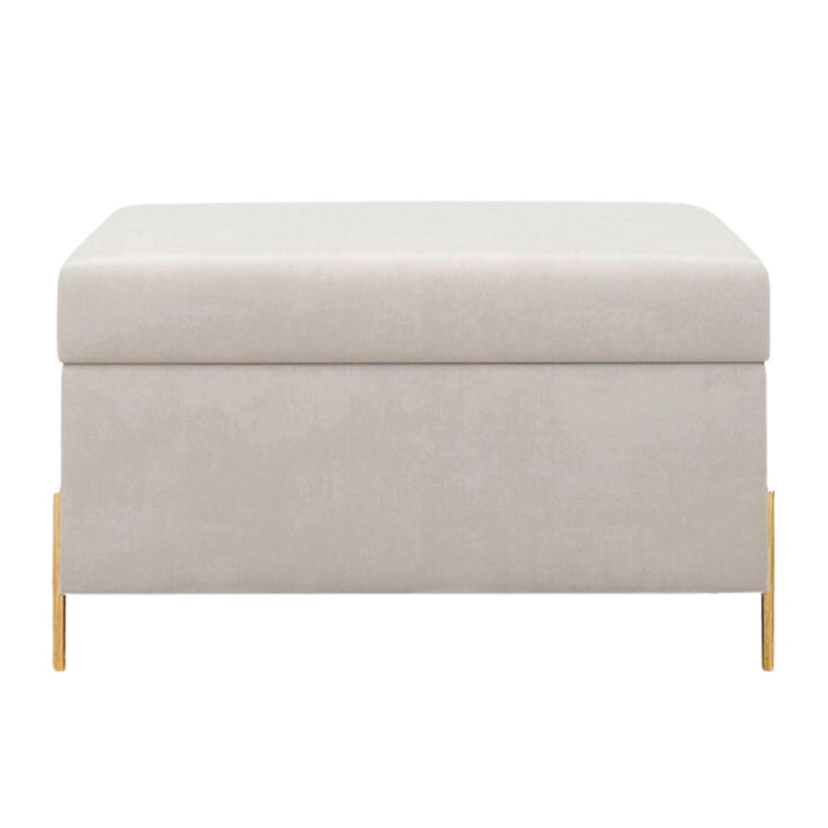 HOCKERBANK Borgo Mit Stauraum, Samt Beige, Metal Gold - Beige/Goldfarben, Holzwerkstoff/Metall (80/46/37cm) - Dancan