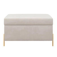 HOCKERBANK Borgo Mit Stauraum, Samt Beige, Metal Gold - Beige/Goldfarben, Holzwerkstoff/Metall (80/46/37cm) - Dancan