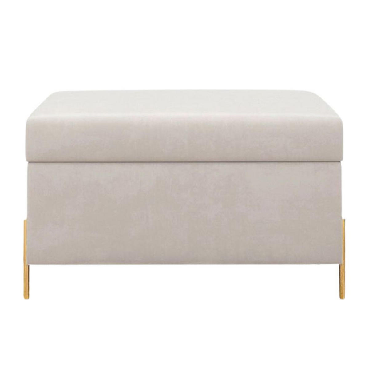 HOCKERBANK Borgo Mit Stauraum, Samt Beige, Metal Gold - Beige/Goldfarben, Holzwerkstoff/Metall (80/46/37cm) - Dancan