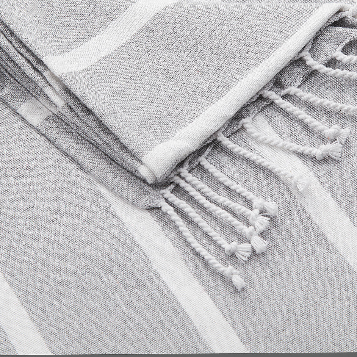 STRANDTUCH Surfside - Weiß/Grau, Textil (200/180cm) - Butlers