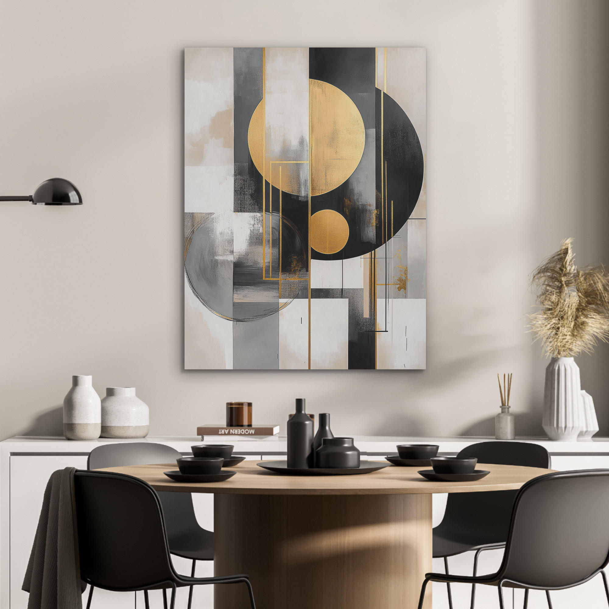 AKUSTIKPANEEL Abstrakt - Gold - Silber - Formen - Ästhetisch - Modern 60x80 cm - Goldfarben, Textil (60/0.9/80cm) - MuchoWow