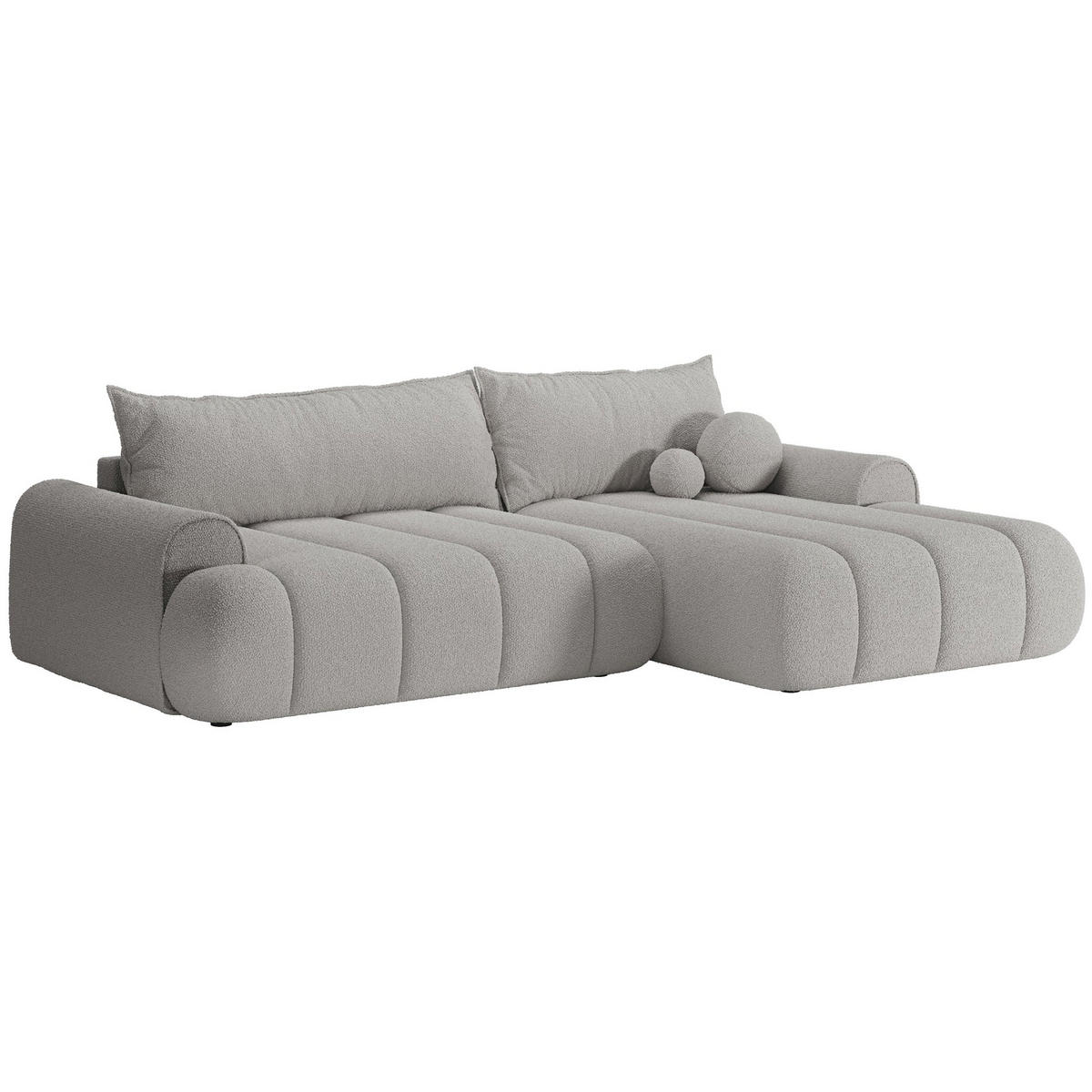 ECKSOFA Dandelino Hellgrau mit Bouclé-Bezug, rechts - Hellgrau/Schwarz, Kunststoff/Textil (172/271cm) - Selsey