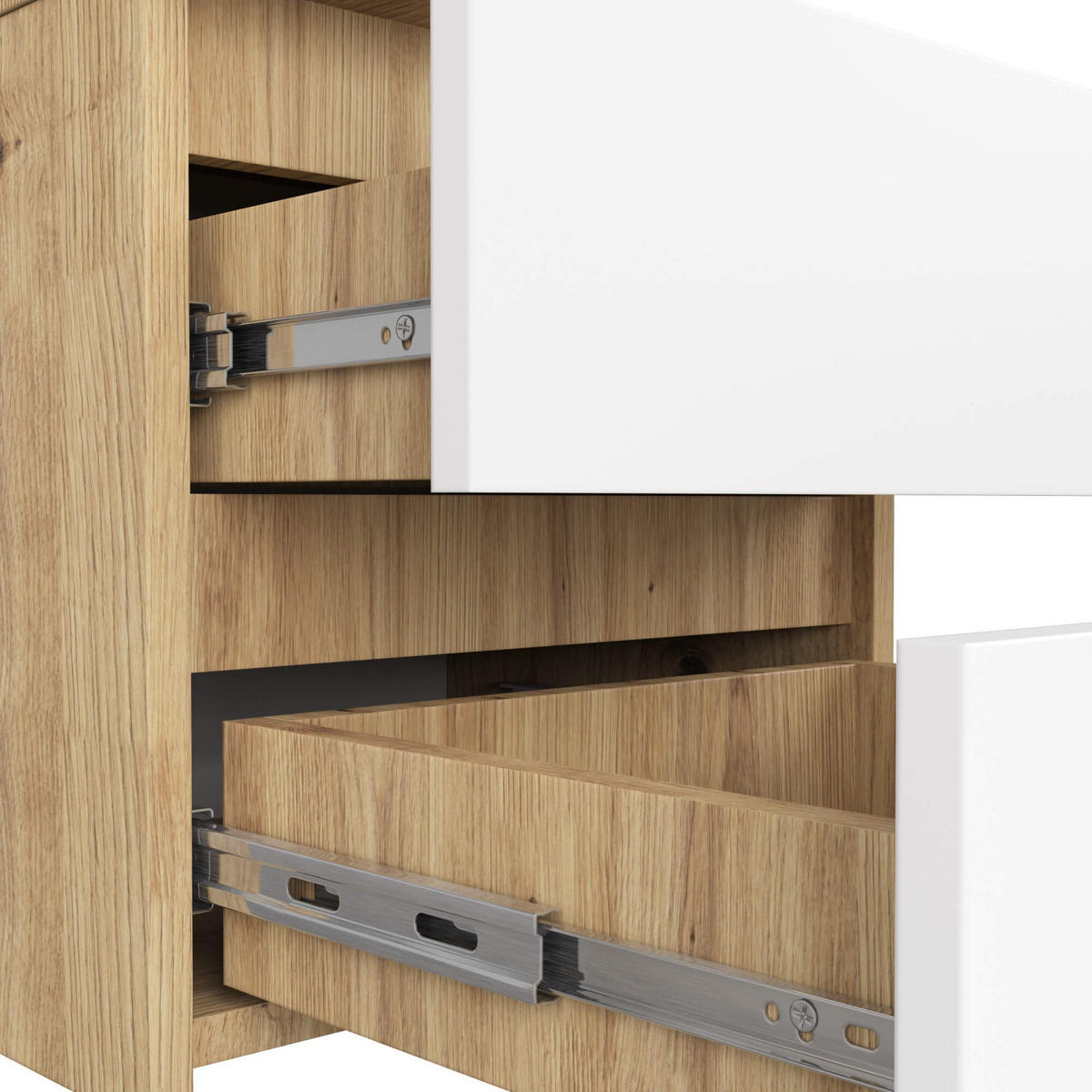 NACHTSCHRANK CL2, Artisan-Weiß, 40x35x40 cm - Eiche Artisan/Weiß, Holz (40/40/35cm) - Milordbikes