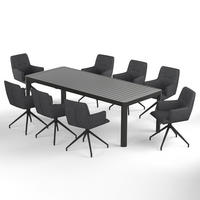 GARTENESSGRUPPE - 9-teilig - Stahl / Polyester - Dunkelbraun, Textil/Metall - home24