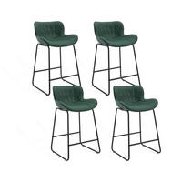 BARHOCKER 4er Set Grün Steppdesign Kunstleder Metallfüße - Grün, Kunststoff (52.6/87/52.5cm)