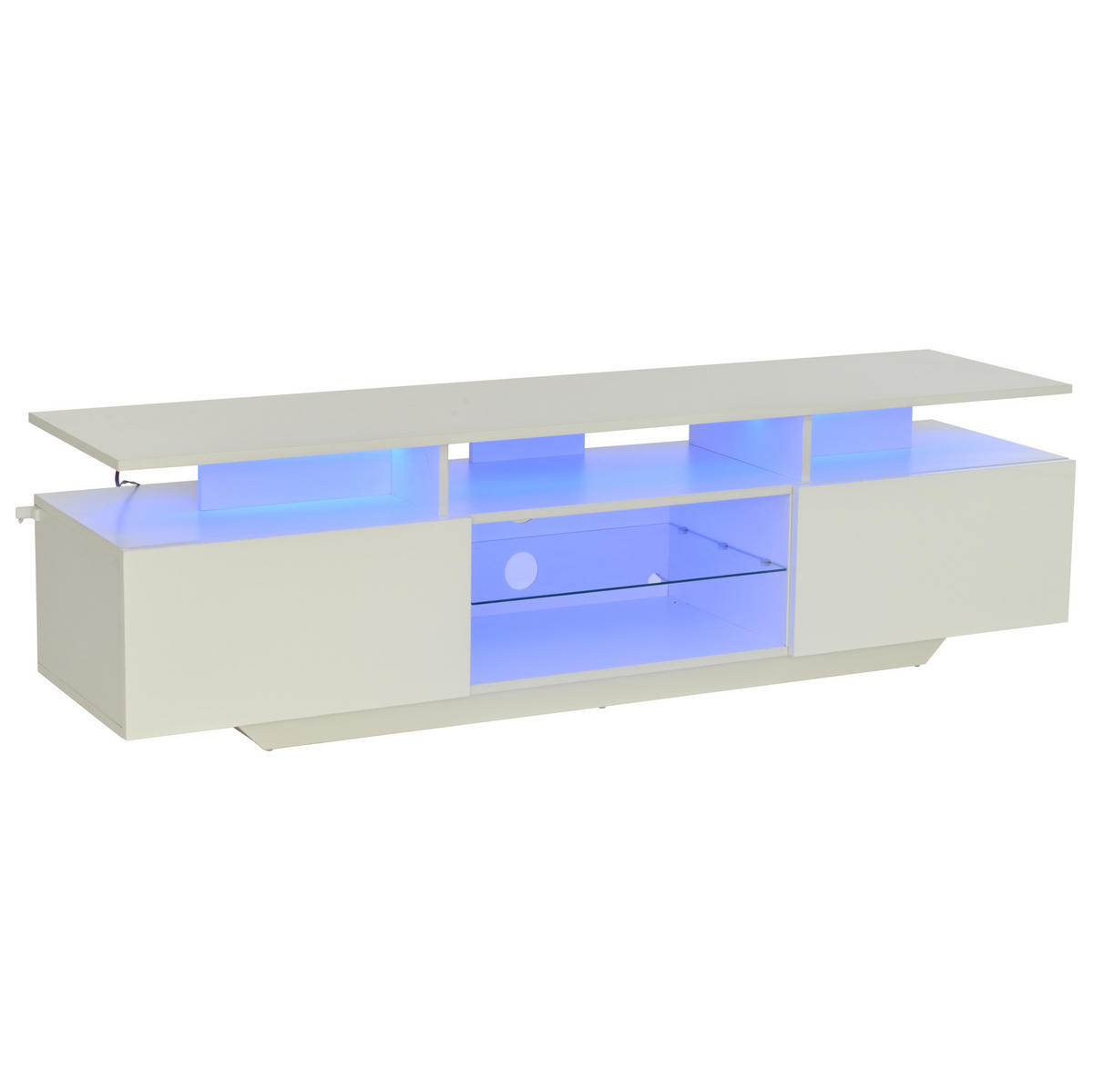 TV-ELEMENT mit LED und 2 Schränken 160 x 40 x 45 cm MDF Weiß - Weiß, Holzwerkstoff (40/45/160cm) - Beauniv