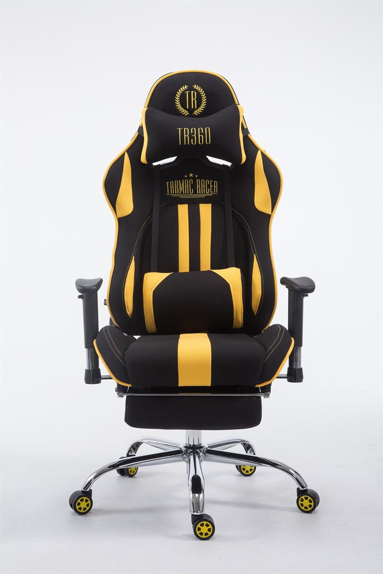GAMINGSTUHL Limitless-2, Stoff mit Fußablage Schwarz/Gelb - Gelb, Textil/Metall (70/135/58cm) - TPFLiving