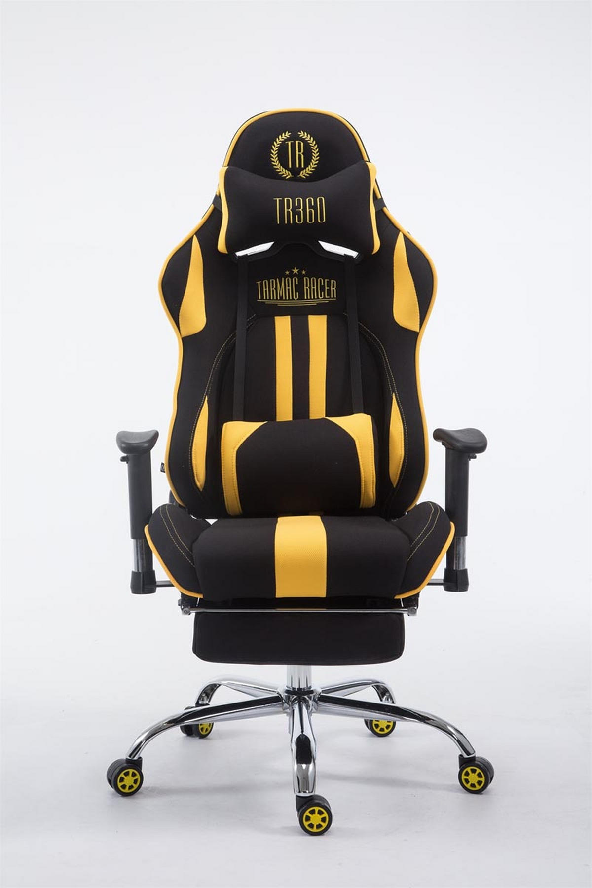 GAMINGSTUHL Limitless-2, Stoff mit Fußablage Schwarz/Gelb - Gelb, Textil/Metall (70/135/58cm) - TPFLiving