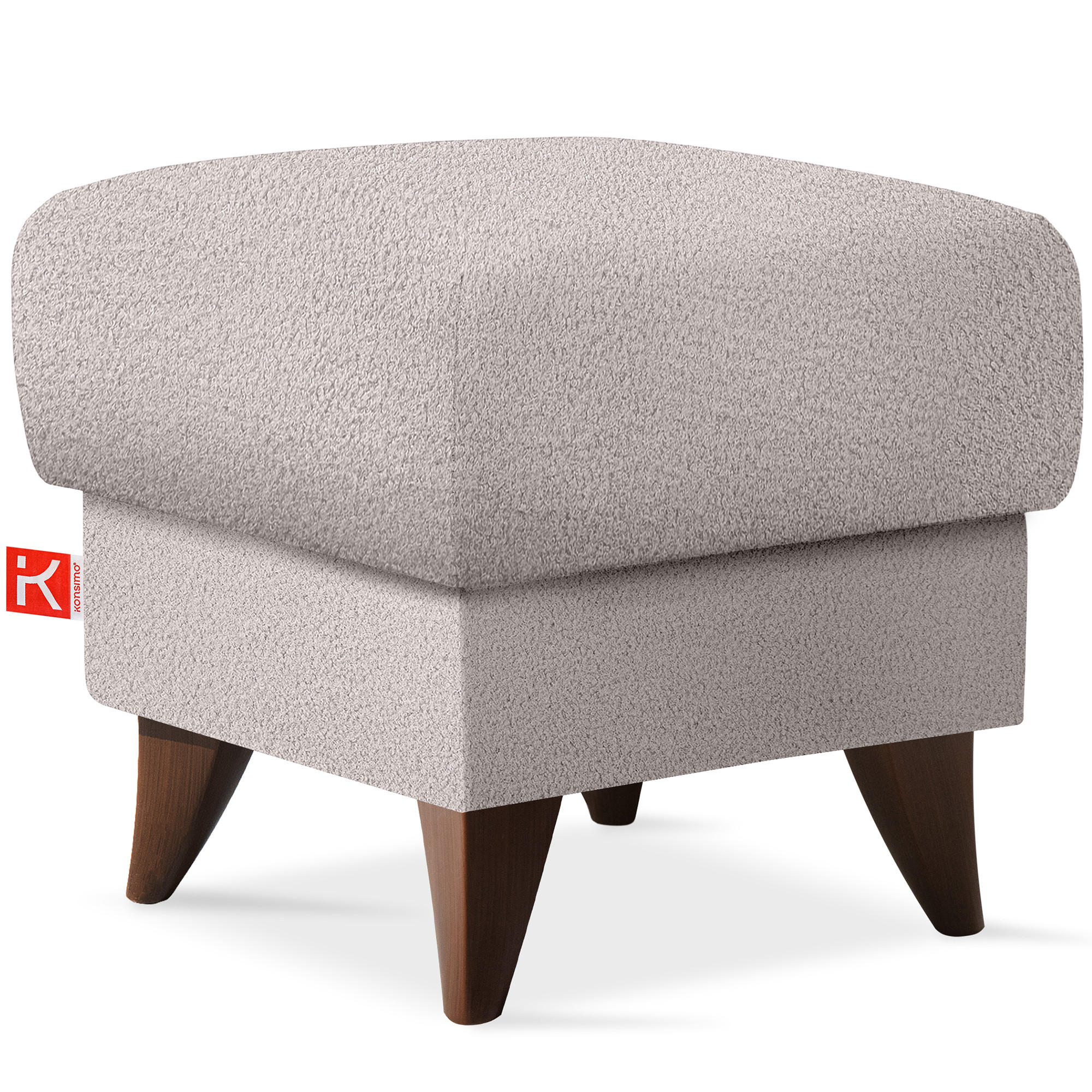 HOCKER GUSTAVO Fußstütze, Bouclé, Grau - Grau, Holz/Holzwerkstoff (53/49/53cm) - KONSIMO®