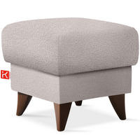 HOCKER GUSTAVO Fußstütze, Bouclé, Grau - Grau, Holz/Holzwerkstoff (53/49/53cm) - KONSIMO®