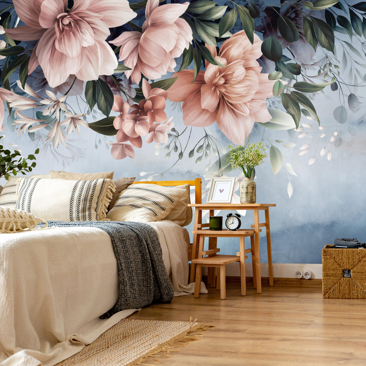 FOTOTAPETA Pre Spálňu Kvety Listy Príroda Rastliny 250 x 175 cm - biela/zelená, papier (250/175cm) - Muralo