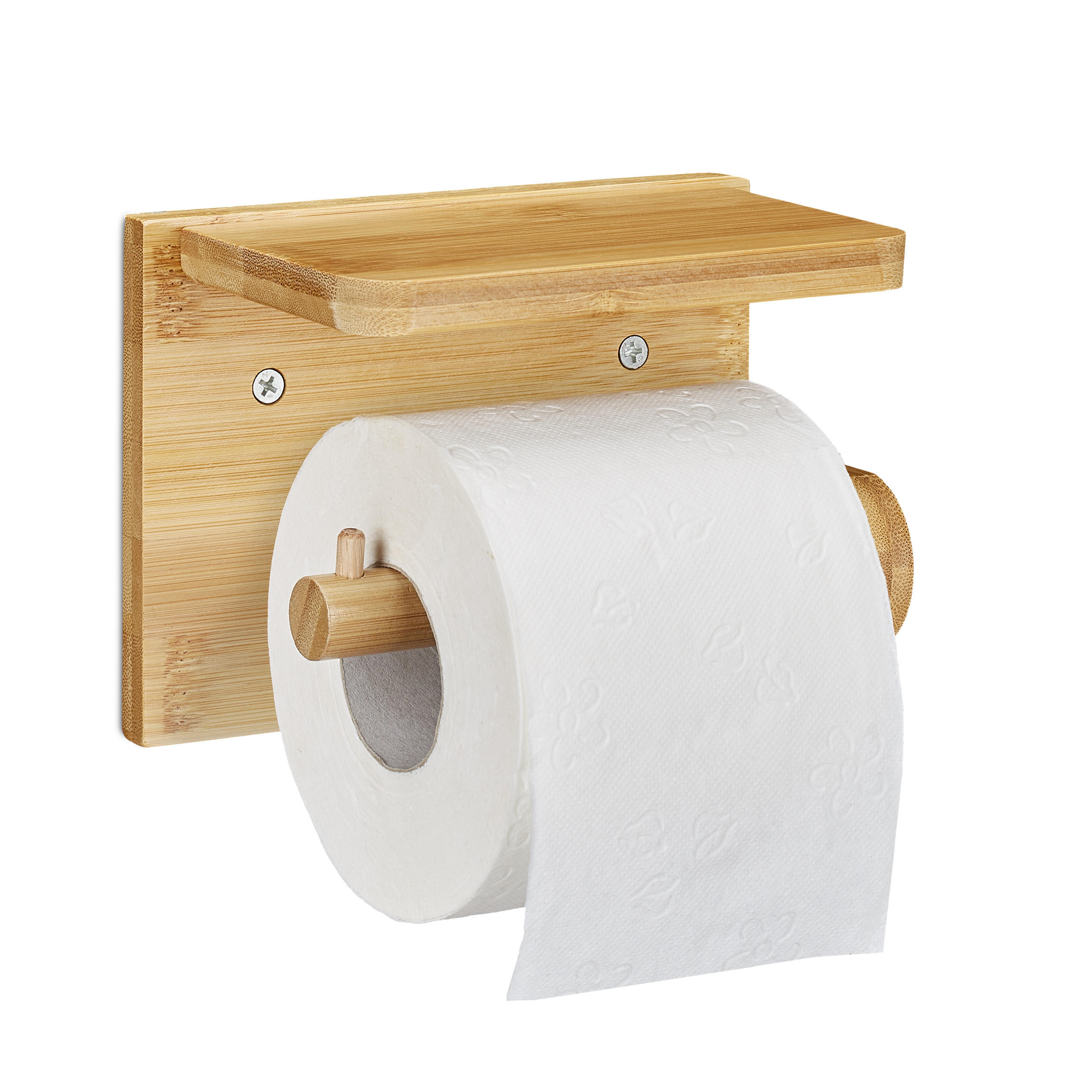 TOILETTENPAPIERHALTER Bambus - Hellbraun, Holz (16/12/10.3cm) - Relaxdays