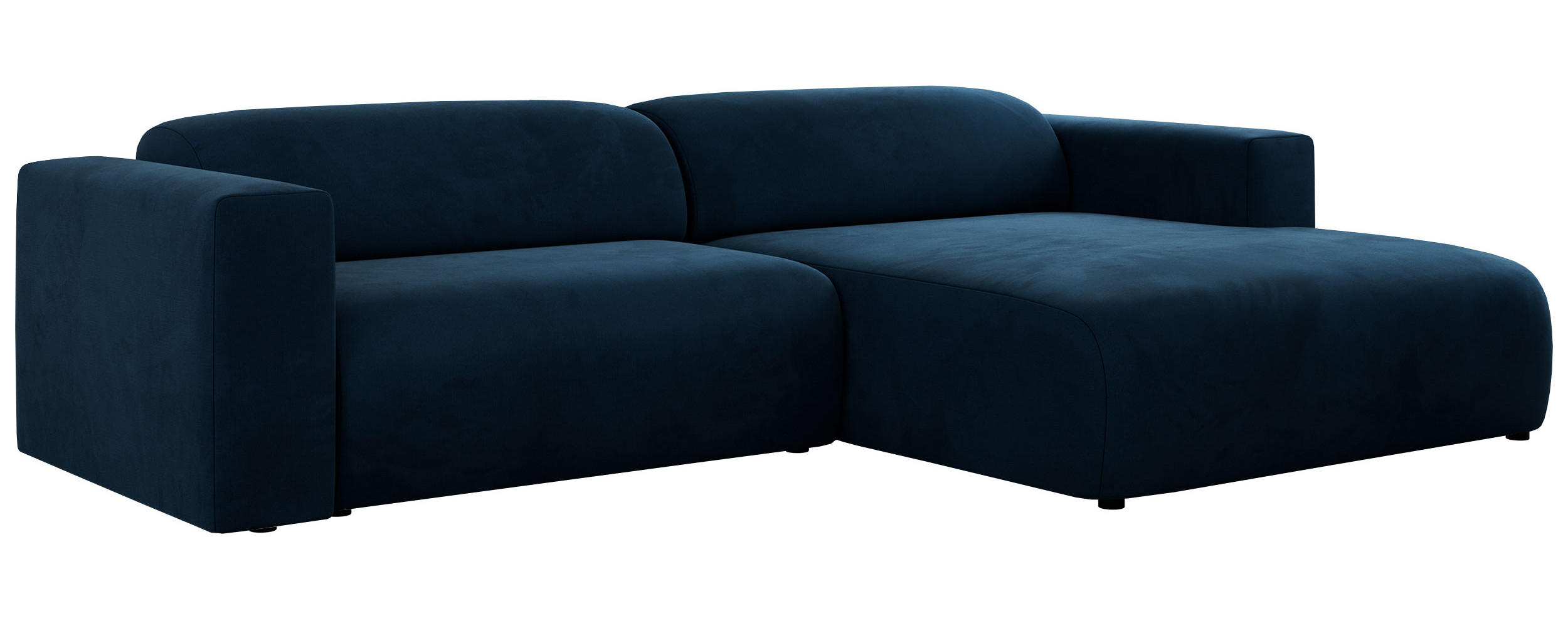 ECKSOFA PASADENA Dunkelblau Velvet - Rechts Seite - Schwarz/Dunkelblau, Kunststoff/Textil (180/288cm) - MKS