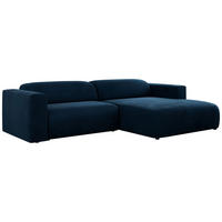 ECKSOFA PASADENA Dunkelblau Velvet - Rechts Seite - Schwarz/Dunkelblau, Kunststoff/Textil (180/288cm) - MKS