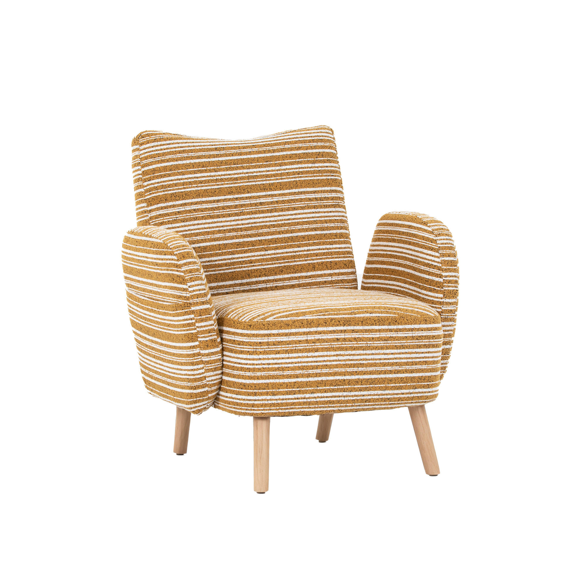 SESSEL Bouclé Senfgelb mit Seitentasche - Gelb, Holzwerkstoff/Textil (77/87/81cm) - WISHDOR