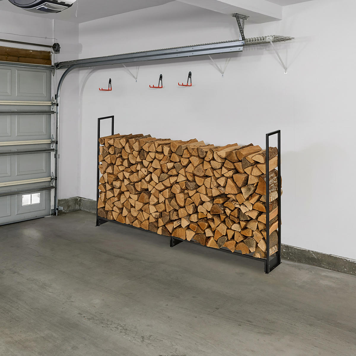 KAMINHOLZREGAL - Dunkelgrün, Kunststoff/Metall (202/111/30cm) - Relaxdays