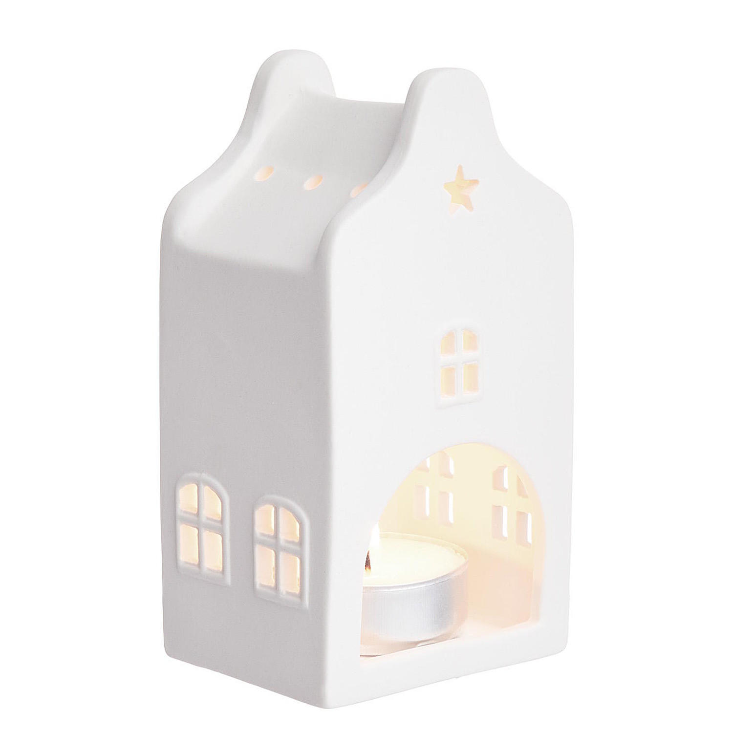 TEELICHTHAUS Amsterdam - Weiß, Keramik (5/11/6cm) - Butlers
