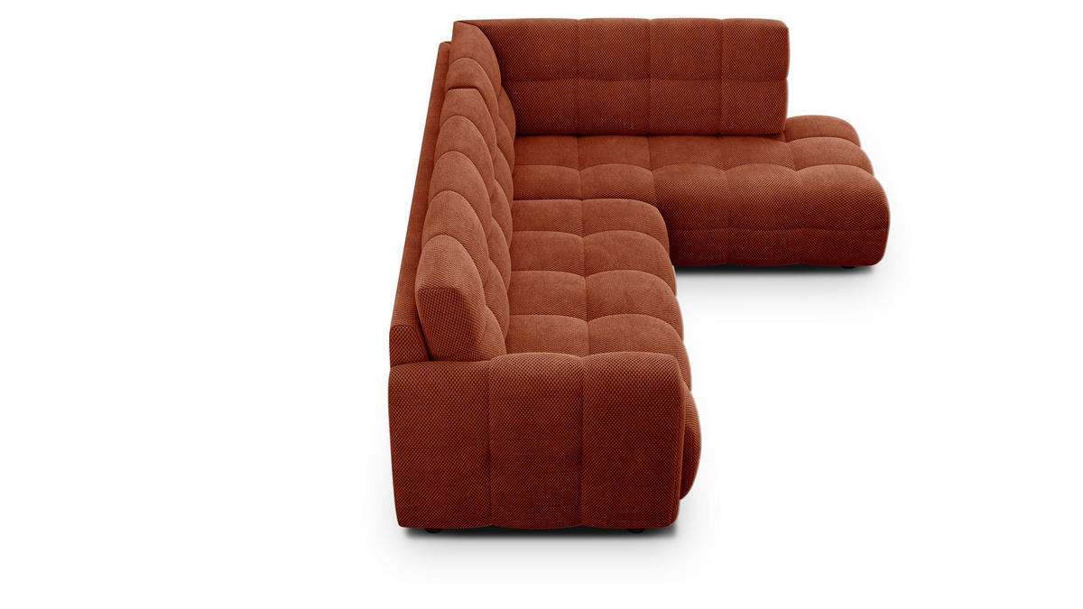 ECKSOFA MELLOW 5-Sitzer, dunkelorange - Dunkelorange/Schwarz, Holz/Textil (283/191cm) - Courtois Laville