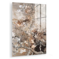 ACRYLGLASBILD Mandelblüte - Kunst - Van Gogh - Beige - Abstrakt 60x80 cm - Braun, Glas (60/80cm) - MuchoWow