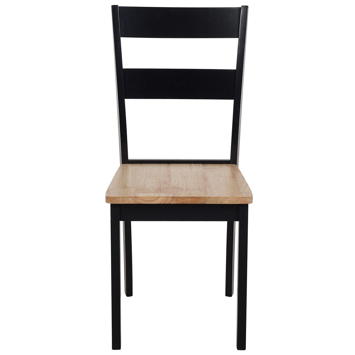 ESSZIMMERSTUHL 2er-Set Gummibaumholz hellbraun/schwarz Georgia - Hellbraun/Schwarz, Holz (45/89/43cm) - Beliani