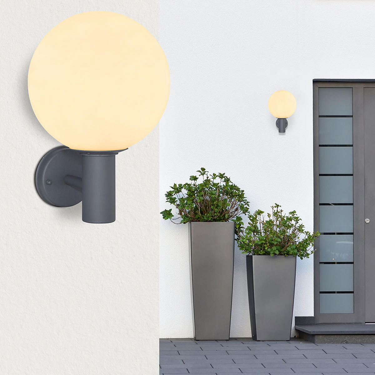 LED AUSSEN-WANDLEUCHTE OSSY Anthrazit Aluminium - Anthrazit, Glas (25/37/26.5cm) - Globo Lighting