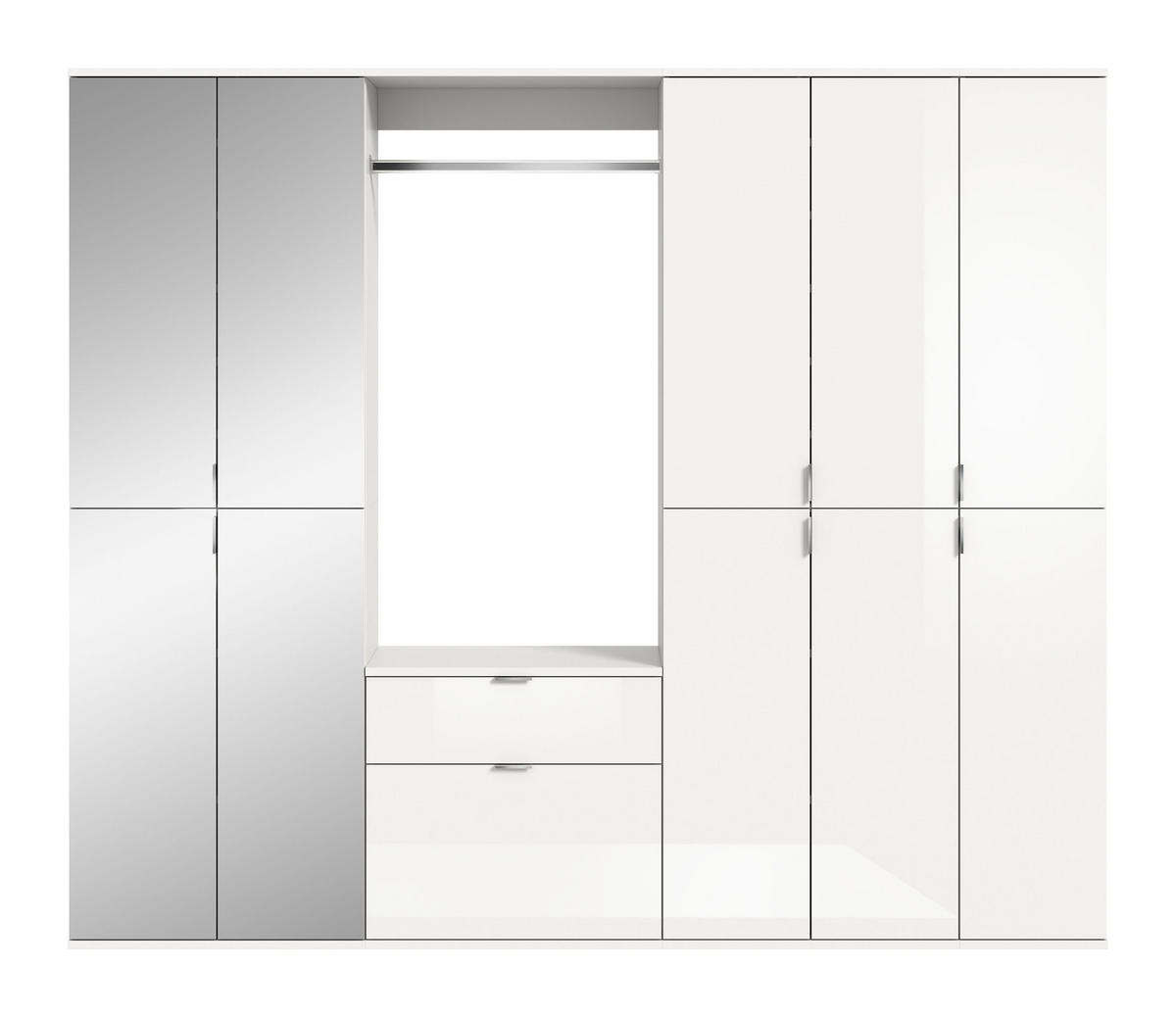 GARDEROBENKOMBINATION 5tlg. Projekt X Garderobe in weiß Nb. und weiß hochglanz B/H/T: 213x193x34 cm - Weiß, Holzwerkstoff (213/193/34cm)