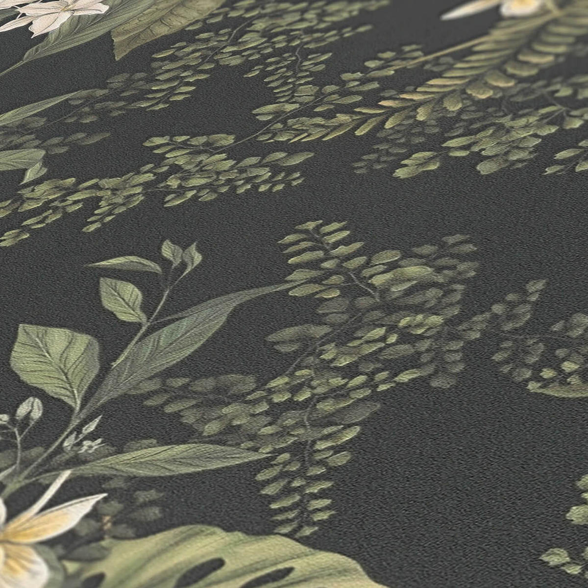 VLIESTAPETE Grün 53/1005 cm - Schwarz, Textil (53/1cm) - KUNSTLOFT