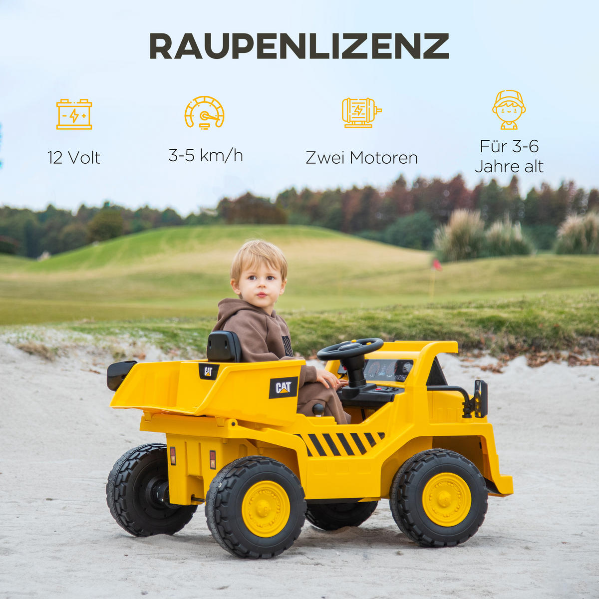 TRAKTOR, Kunststoff, Gelb, 110L x 70,5B x 61,5H cm - Gelb, Metall (110/70.5/61.5cm) - AIYAPLAY