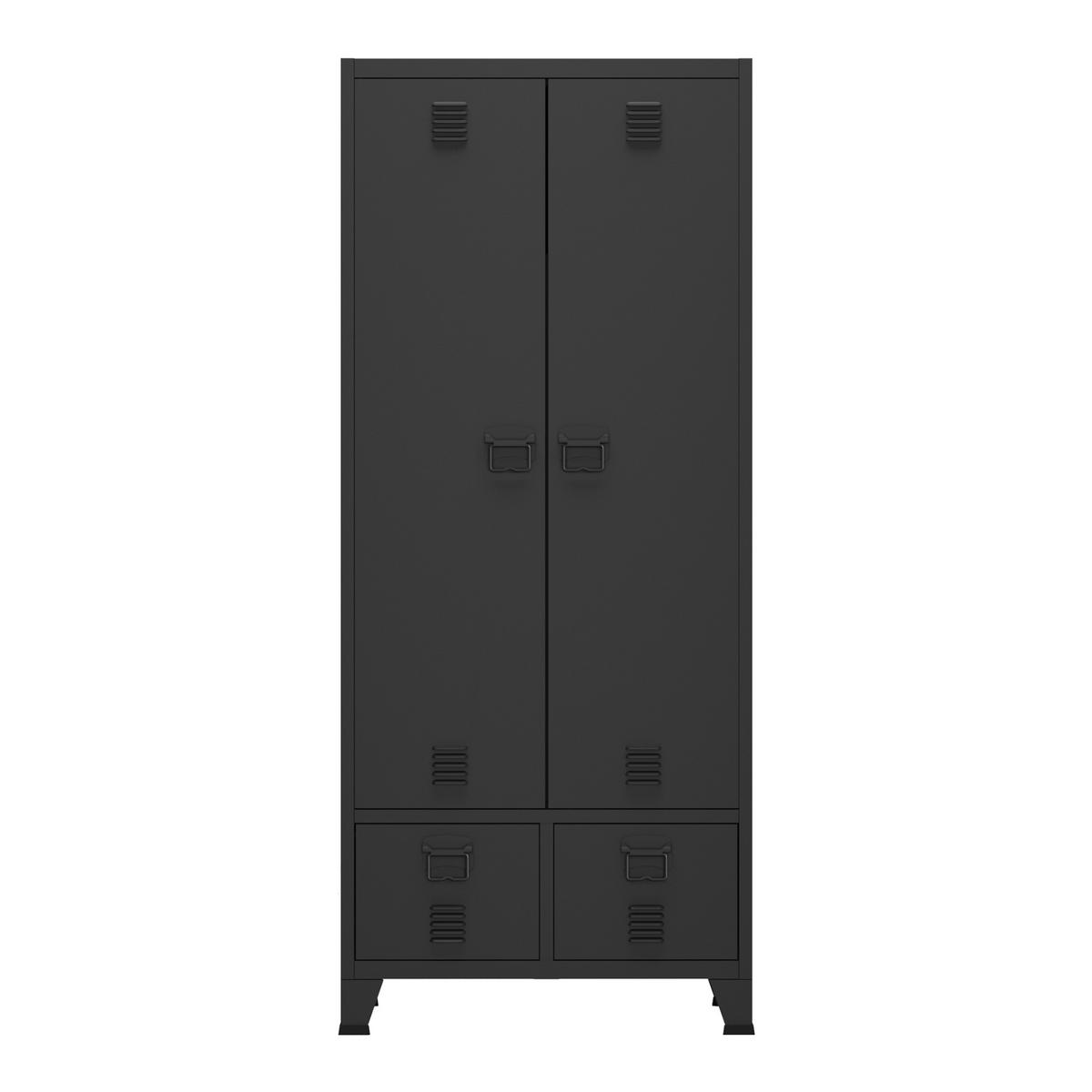 KLEIDERSCHRANK Hankasalmi - Schwarz, Metall (90/180/40cm) - [en.casa]