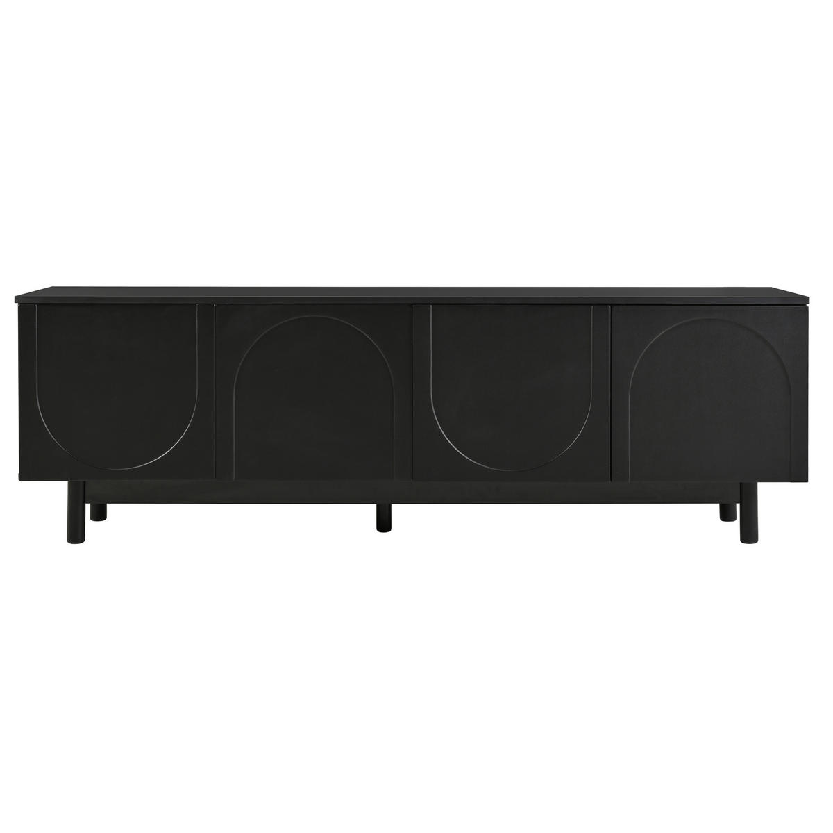 TV-SCHRANK mit 4 Türen 175 x 38 x 56 cm MDF Schwarz - Schwarz, Holzwerkstoff (38/56/175cm) - Beauniv