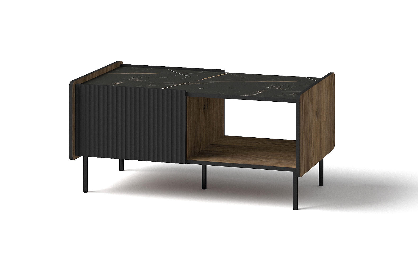 Feldmann-Wohnen Couchtisch Nussbaum, Schwarz 98x47x58 cm