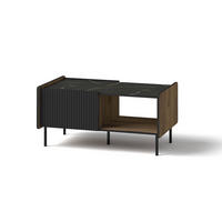 COUCHTISCH Pereto Warmia Nussbaum / san sebastian / schwarz matt 98 / 58 / 47cm - Nussbaumfarben/Schwarz, Holz/Holzwerkstoff (58/98/47cm) - Feldmann-Wohnen