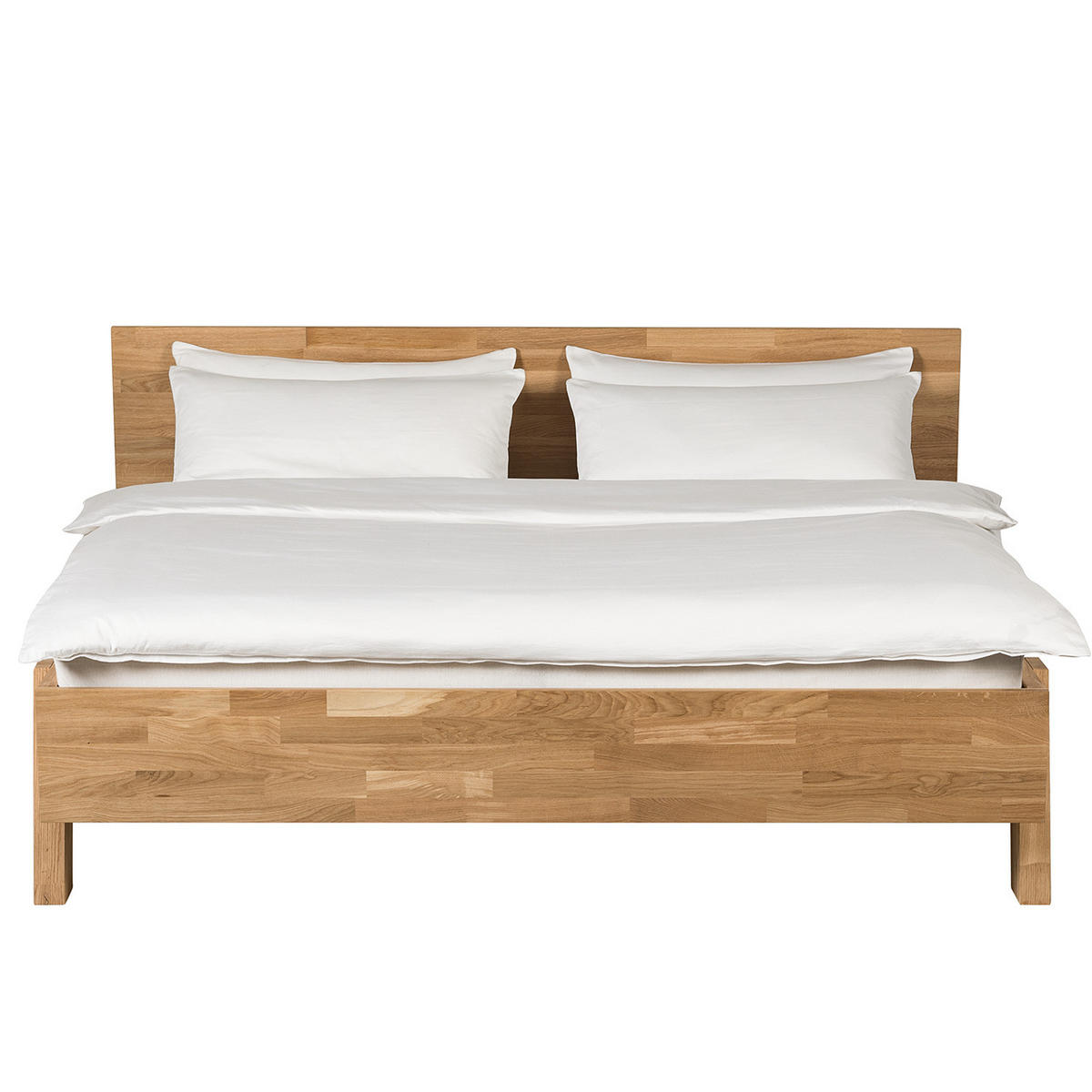 MASSIVHOLZBETT - Eiche massiv - Eichefarben/Braun, Eichenholz/Holz (180/200cm) - home24