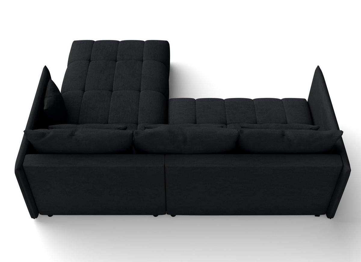 ECKSOFA L Form Cosmova Schwarz 245/182/83 cm mit Schlaffunktion - Schwarz, Kunststoff/Textil (245/182cm) - AX Living