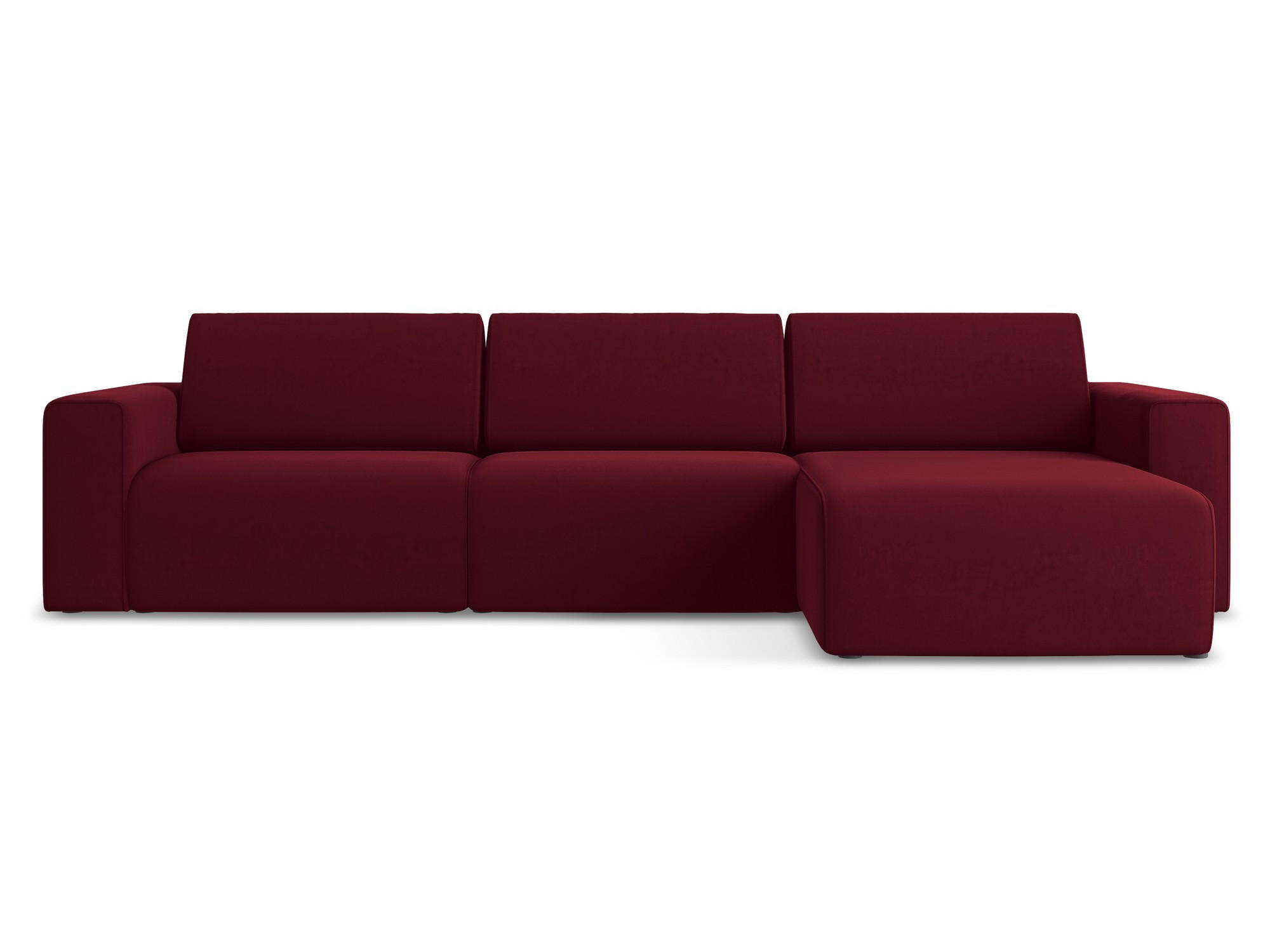 ECKSOFA Rechts Samt Stoff Rot - Bordeaux/Beige, Kunststoff/Textil (314/167cm) - Makamii