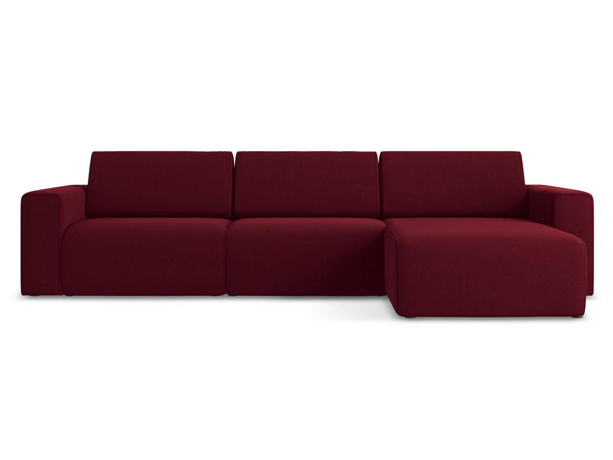 ECKSOFA Rechts Samt Stoff Rot - Bordeaux/Beige, Kunststoff/Textil (314/167cm) - Makamii