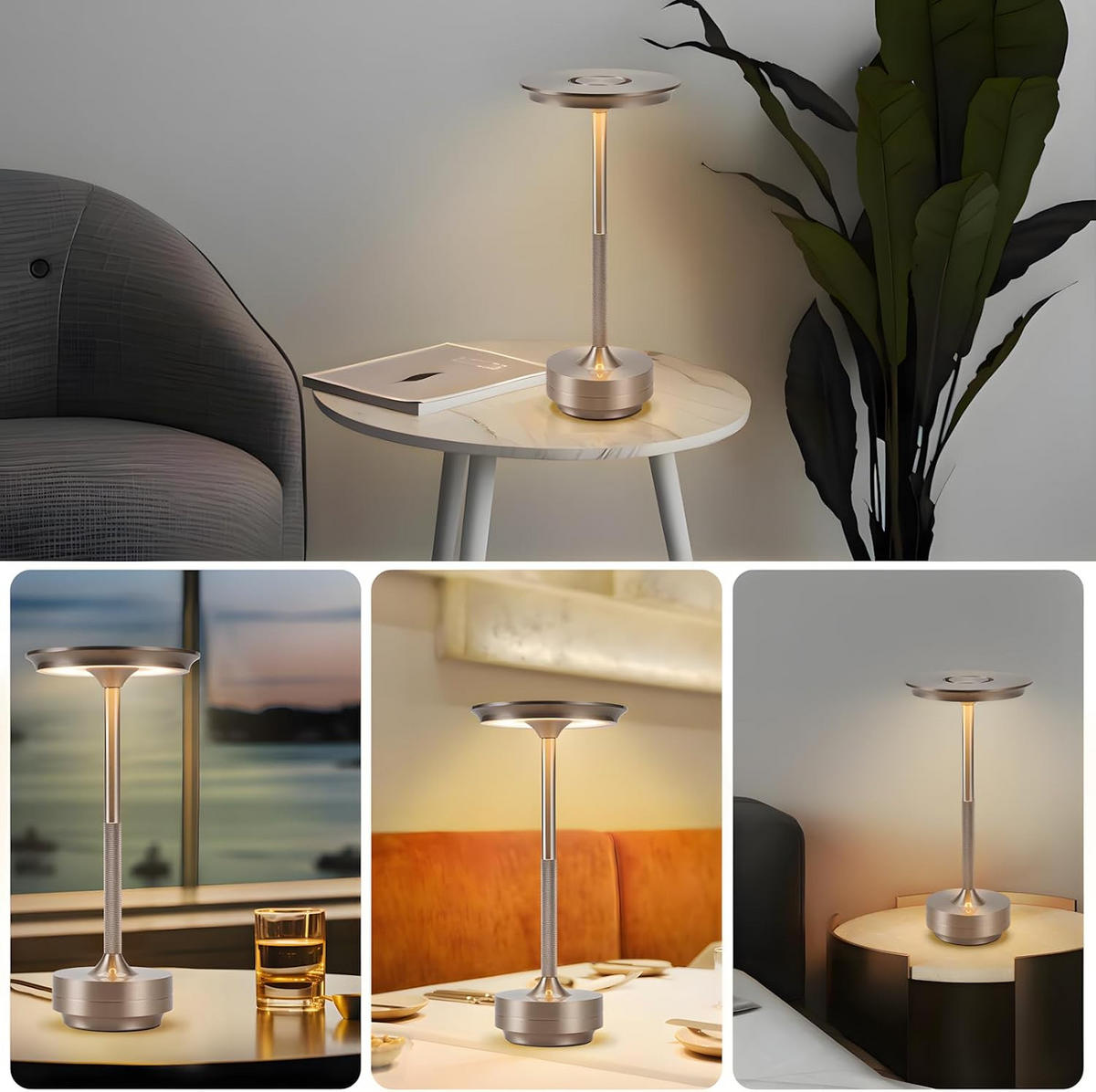 LED TISCHLAMPE Atticus 12.8/12.8/27 cm - Silberfarben, Kunststoff/Metall (12.8/12.8/27cm) - ZMH