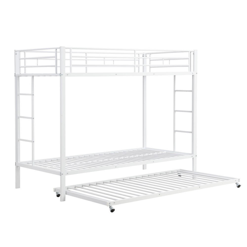 ETAGENBETT 90x200cm mit Ausziehbett in Weiß - Weiß, Metall (90/200cm) - KOMHTOM
