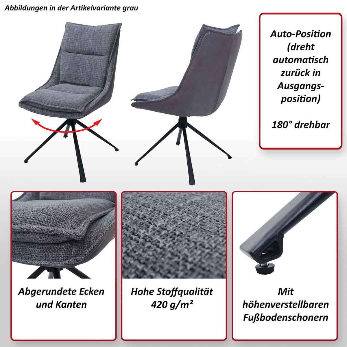 ESSZIMMERSTUHL Cremeweiß 6er-Set - Beige/Weiß, Textil (52/92/52cm) - MCW