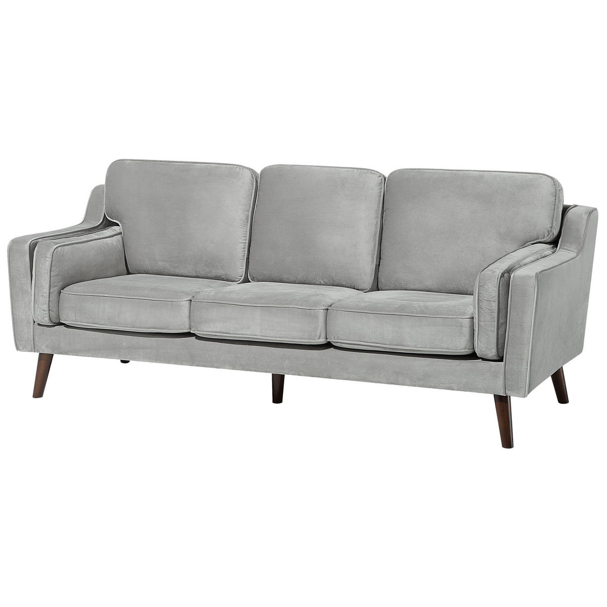 3-SITZER-SOFA Samtstoff Hellgrau Lokka - Hellgrau, Textil (204/85/83cm) - Beliani